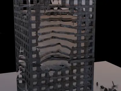 Destroyed building Low-poly 3D model 13