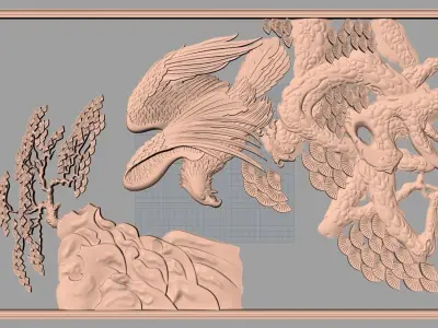 Eagle 3D relief model STL format file for CNC carving E659 3D model