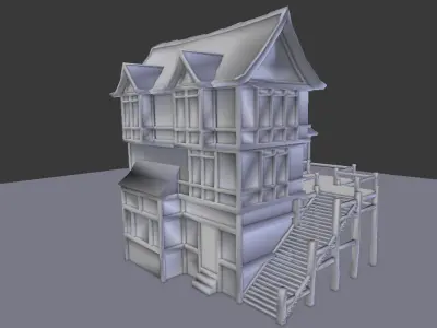 Medieval Town House Low-poly 3D model