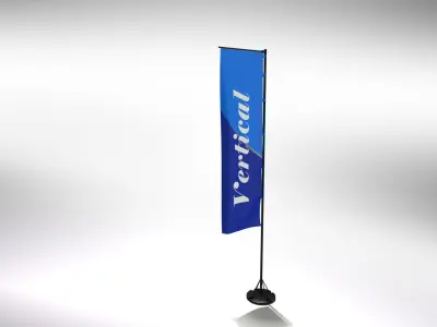 Vertical Flag - Animated Exhibition Flag Low-poly 3D model