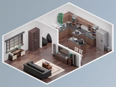 Room 33 Low-poly 3D model