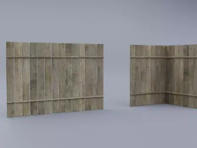 Modular Wooden Fence 3D model