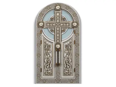 Door0021 ornate door with cross 3D model