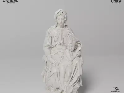 Madonna of Bruges Sculpture VR AR Mobile-ready Game-ready Low-poly 3D model