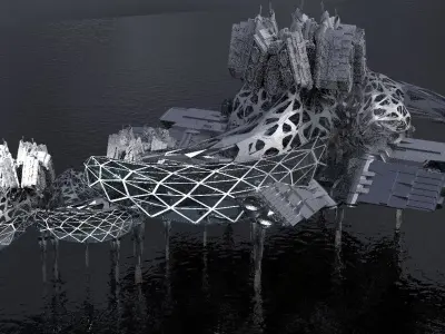 Dark Alien Hybrid base design Exterior 8 3D model