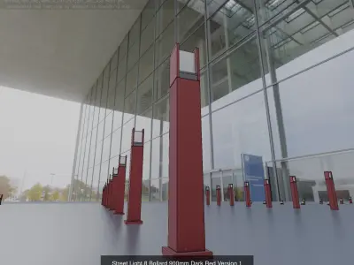 Street Light 8 Bollard Dark Red Version 3D Model Pack