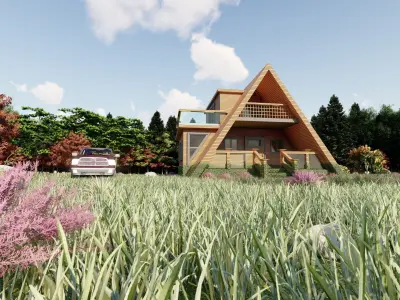 Mountain House 3D Villa Low-poly 3D model