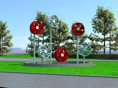 statue sculptures bronze street urban city metal sculpture 3D model 6