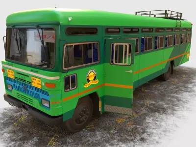 INDIAN HIRKANI ST BUS V 01 Dark green And Light green Low-poly 3D model