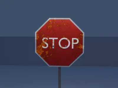 Rusted STOP Sign Low-poly 3D model