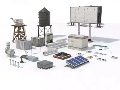 Low Poly Roof Element PACK Low-poly 3D model