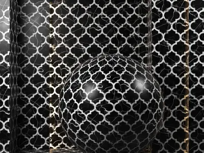 4K Marble texture Ornamental Tile Set - 4 Colors - PBR Seamless Texture