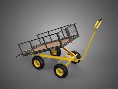 TILTING LIFT MESH BED DUMP GARDEN WAGON FOUR CARGO CAGE CART 4W 3D model