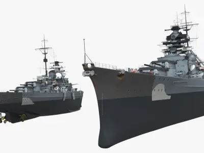  Heavy Warship with Atlantic Hull Stripes Gray Rigged 
