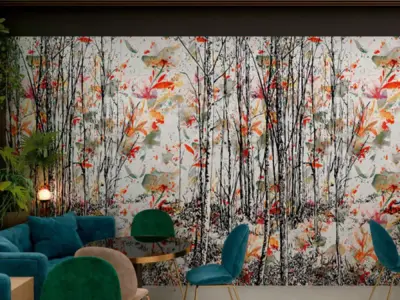 Watercolor Forest Mural Texture Texture