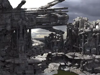 Advanced Ancient Civilization Ship architecture 7  3D model