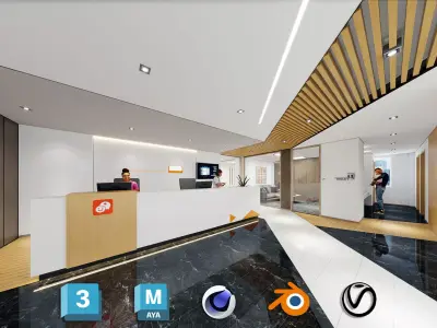 Hospital interior modern reception - Dental Clinic 3D model