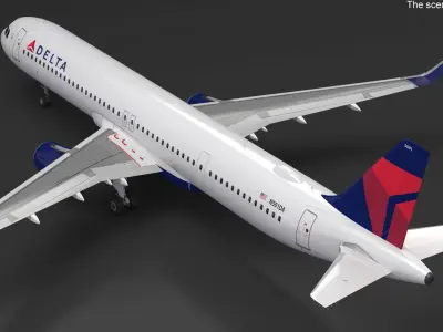  Delta Air Lines Airbus A321 NEO with Interior Rigged for Maya 
