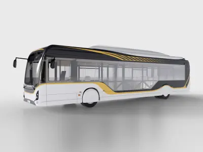 Electrical City Bus with Interior 3D model