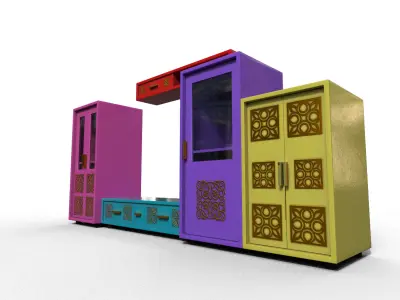 Set Modern Furniture 3D Model Low-poly 3D model