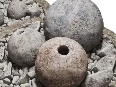 Flowerbed sphere stone decor 3D model