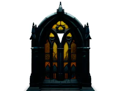 Gothic Stained Glass Window Arch Low-poly 3D model