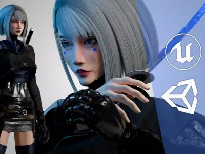 Cyberpunk Girl - Astra - Game Ready Low-poly 3D model