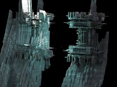 Sci fi Light gravity training arena cliffs 3D model