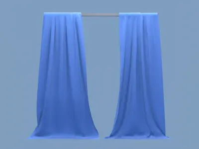 Curtains Blue Free 3D model