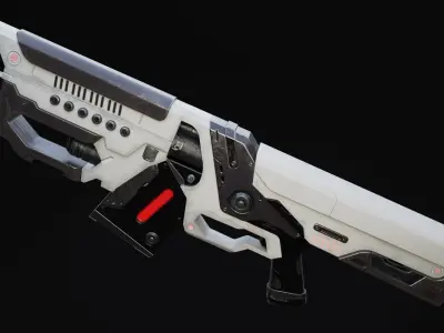 Thraxal Rifle Scifi Game Ready Low-poly 3D model