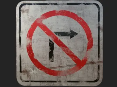 Old Traffic Sign Low-poly 3D model