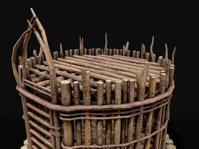 Medieval Wooden Cage 5 Low-poly 3D model