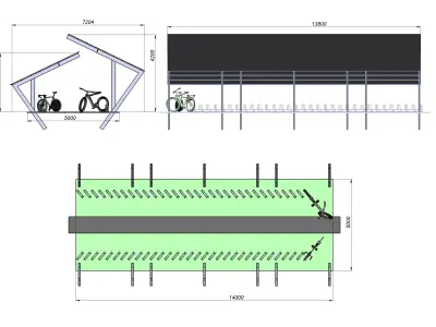 Covered bike parking  Low-poly 3D model