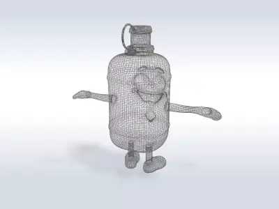 3D Cartoon character t pose flask back to school 3D model