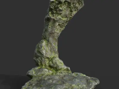 Low poly Mossy Curve Dome Cave Low-poly 3D model