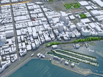 Durban South Africa 30km Low-poly 3D model