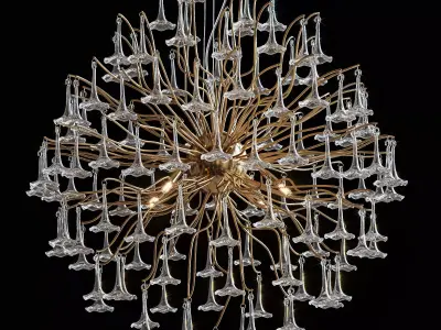 ROMINA chandelier made of glass and gold 3D model