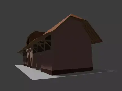 Old Industrial Factory Entrance Building  Historic Architecture 3D model