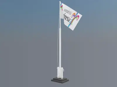 flag and poles Low-poly 3D model