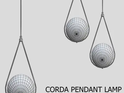 chendelier collection 5 hanging lamp with light in middle 3D Model Pack