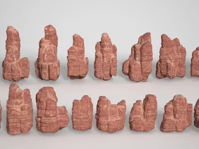 16 Sandstone Columns Desert - 241016 Low-poly 3D model