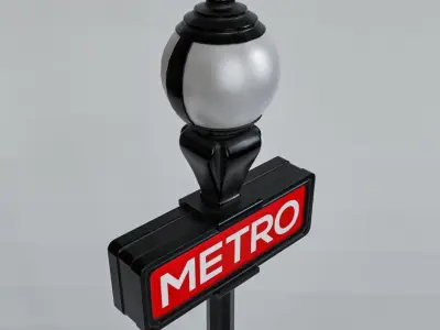 Metro Signal - Street Signal PBR Low Poly 3D Model Low-poly 3D model