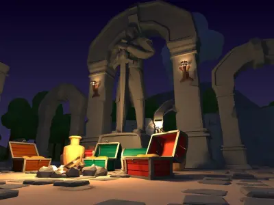 polygon nature blocks and items for RPG Adventure games  Low-poly 3D model