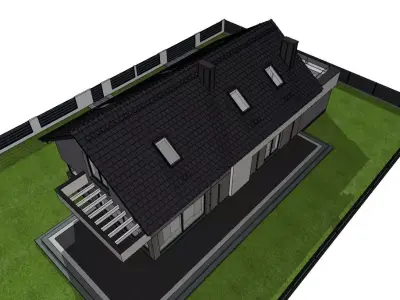 Modern House 3D Model with Wooden Facade Accents 3D model