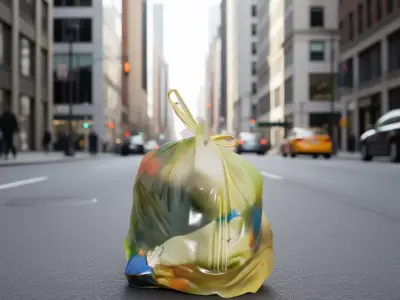 Translucent Trash Bag 3D Artistic Sculpture Colorful Contents Low-poly 3D model