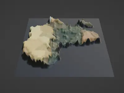 Africa Map Topography  Low-poly 3D model