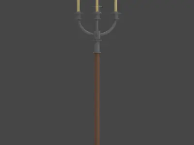 Floor standing candle holder old school architectural lighting Low-poly 3D model