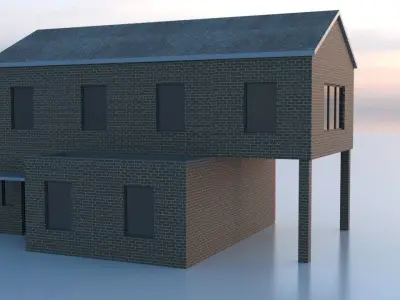 City Fire Station 4 Low-poly 3D model