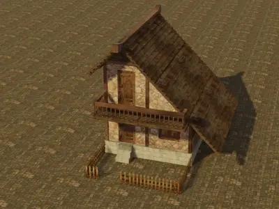 Medieval house 11 Low-poly 3D model