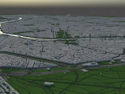 Paris France 30x30km 3D City Map 3D model